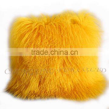 CX-D-04G New Fashion Genuine Mongolian Sheep Fur Latest Design Cushion Cover photo-2