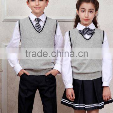 Stylish V-neck Sleeveless Beautiful Knitted Korean High School Uniforms photo-3