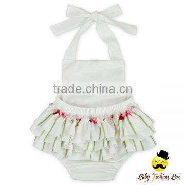 Remake Fairy Plant Flower Printed Halter Ruffle Design Infant Newborn Baby Girl Dressy Blank One Piece Floral Romper photo-2