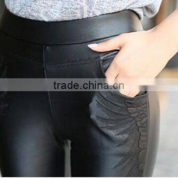EY0081L Korea Style High Quality Wholesale Leather Thick Winter Leggings for Woman photo-5