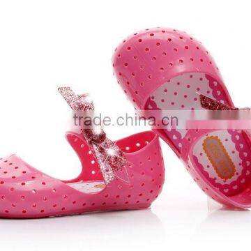 Shining Side Bow Hook and Loop Type Mini Melissa Jelly Shoes photo-3