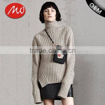  comfortable ladies loose pullover chunky knit sweater with wholesale price