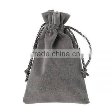 Velvet Jewelry Bags Drawstring Rectangle Taupe 15cm x10cm