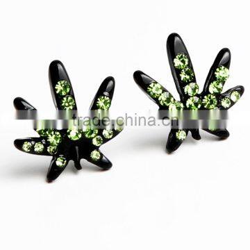 2016 Hot Sale Hiphop Earrings Leaf Shape Different Plated And Diamond Colors Wholesale