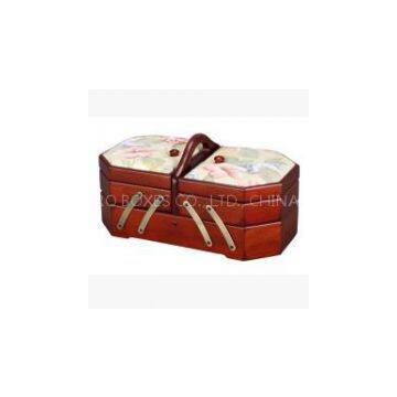 Wooden Fabric Cantilever Folding Accordion Sewing Box Basket