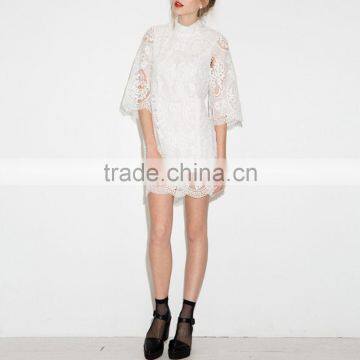 Fashion Women Elegant Crochet Ghana Lace Dress Styles Ladies Latest Sexy Evening Party Mini Dresses photo-4