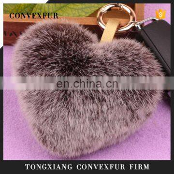 New fashion rabbit fur pendant real rex rabbit fur pompon keychain factory price wholesale