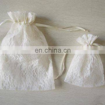 Fashion White Promotion Customized Size Gift Lace Drawstring Bag photo-5