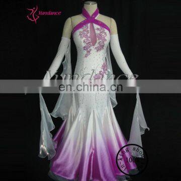 Professional Customizing High-grade Used Ballroom Dance Dresses For Sale White And Purple B-1073