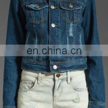 Wholesale Long Sleeve Denim Jacket Button Wash Light Blue Oversize Women Denim Jacket