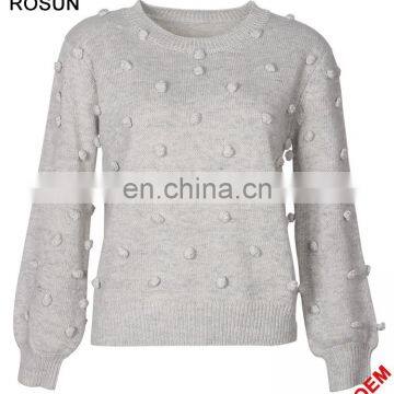 Poom Poom Pullover Women Knitwear Wool long Sleeves Sweater