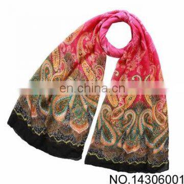 wholesale Auspicious cashew flower color large size voile scarf