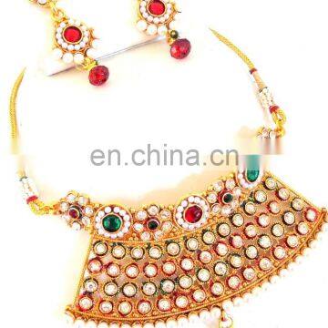 INDIAN SMALL SIZE COLLAR NECKLACE SET-WHOLESALE GOLD PLATED COLLAR NECKLACE SET-KIDS WEAR COLLAR NECKLACE SET