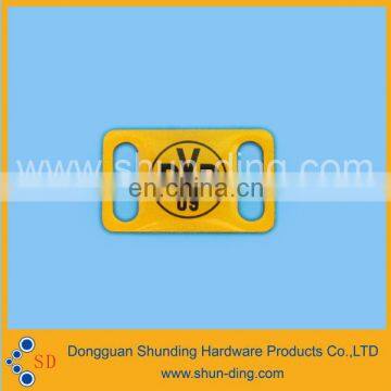 existing mould retangular metal golden shoe charm labels with printing logo