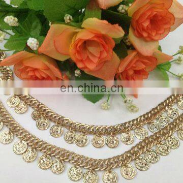 hot sell coin metal chain trimming sew on clothing bags or shoes garment accessories