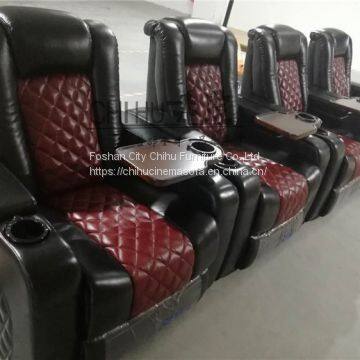 Real Genuine Leather Power Recliner Theater Sofa With Cool Cupholder photo-3