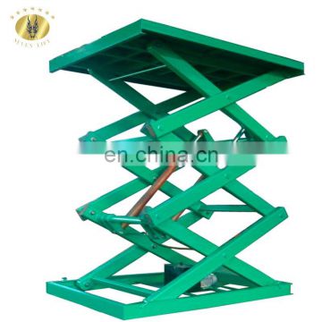 7LSJG Jinan SevenLift 4m manual hydraulic scissor cargo on floor elevator lift platform for warehouse