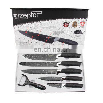 Hot multifunction stainless steel sharp blade 6pcs non stick knives set