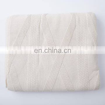 RAWHOUSE Hot Sale 100% Cotton Pure Design White Knit Blanket With Factory Price photo-4