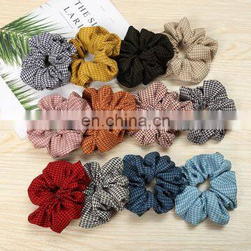 Korean Sweet Large Plaid Elastic Hair Rope Rings Scrunchies Hair Ties For Girls Women Hair Accessories Ponytail Holder Wholesale