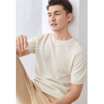 Wholesale 100% Cashmere Men's T-shirt Sweater Mans Short Sleeve