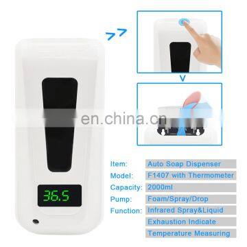 Modern Automatic Thermometer Body Temperature Test Large Volume 2400ml Touchless Soap Sanitiser Dispenser With Thermometer photo-6