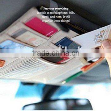 New Multi-purpose Auto Car Sun Visor Organizer Pouch Bag Card Storage Holder Beige photo-3