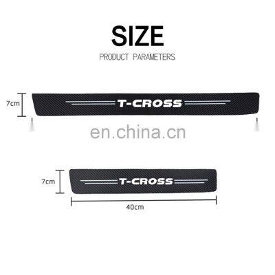 4pcs Car Accessories Door Sill Protector Stickers PU Leather Carbon Fiber for Volkswagen VW T-CROSS T CROSS Sticker Car Styling photo-2