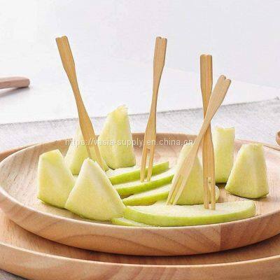 Natural Bamboo Fruit Fork and Cocktail Pick, 3.5 inch Fruit Fork