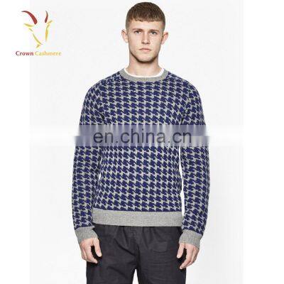 Mens fashion crewneck merino sweater stripe pullover