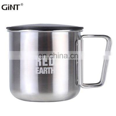 Best Sale Single Layer Portable 420ml Stainless Steel Coffee Mug With Foldable Handle photo-2