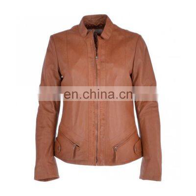 Jackets women comfortable brown leather jacket