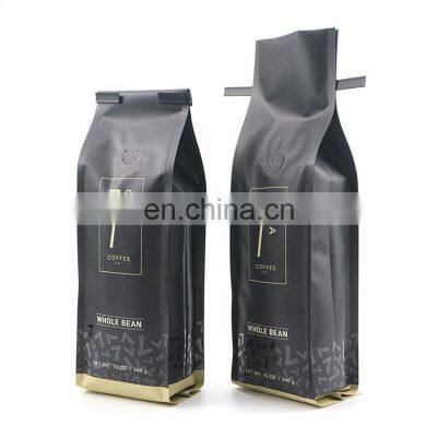 wholesale tin tie compostable flat bottom small empty coffee beans packaging bags with valve and zipper