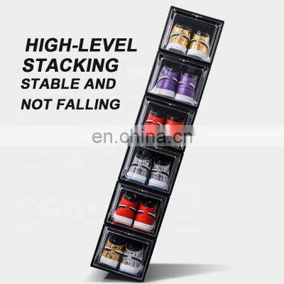 Shoe Rack Box Cabinet Storage Acrylic Display Front Clear Transparent Shoe Bins Custom Jordan Plastic Stackable Shoe Case photo-3