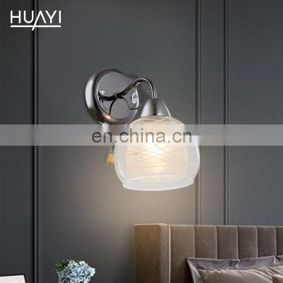 HUAYI Retro Vintage Style Indoor Corridor Bedroom Decoration E27 Iron Glass LED Wall Light