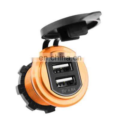 Car and Motorcycle Dual Usb Modified Car Charger Aluminum Alloy Car Mobile Phone Fast Charger With USB Socket