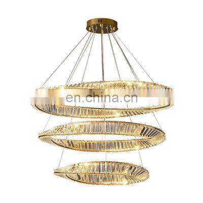 Crystal Living Room Chandelier Modern Minimalist Household Luxury Style Ring Dining Room Bedroom LED Pendant Light