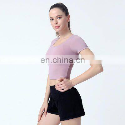 Brand Quality T-shirts with Custom Logo Printed Spandex Nylon Women Crop Top T Shirt