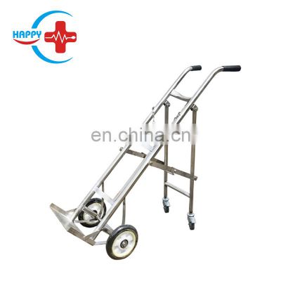 HC-M123 Convenient Stainless steel oxygen-bottle trolley, Stainless Steel Gas Cylinder Trolley for hospital