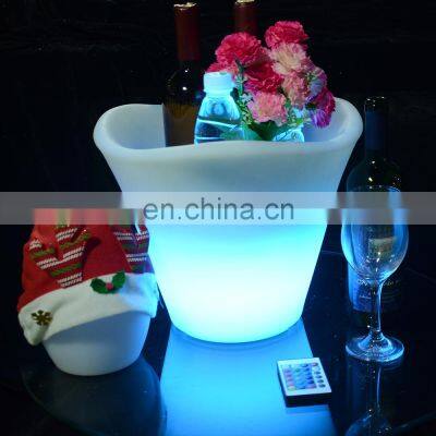 Champagne Wine Drinks Beer Bucket Portable Party LED Ice Bucket 7 Colors Gradient Changing Luminous Plastic Champagne Wine Drink