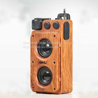 Retro Wood Portable Mini Bluetooth Speaker Wireless Loudspeaker Outdoor Speaker Sound System TF FM Radio Music Subwoofer