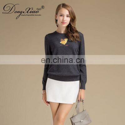 Patchwork Pattern Winter Pullover 100% Cashmere Crew Neck Women Knitwear Sweater photo-2