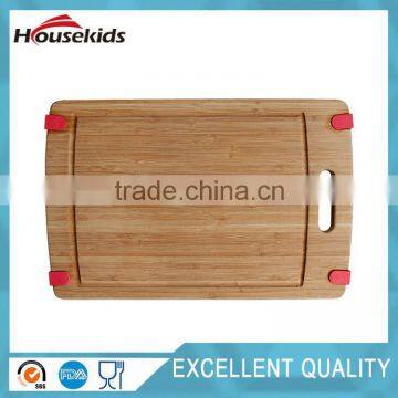 Nonslip Bamboo Cutting Board;Wooden kitchen chopping block with handle