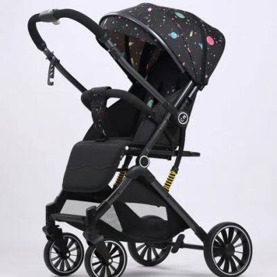 2025 Linen Easy Carry Foldable Baby Stroller Push Two Way Baby Pram Stainless Steel Frame 0-3 Years Old