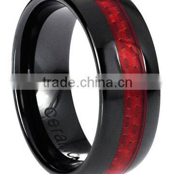 Ceramic Red Carbon Fiber Inlay Band (8 mm)