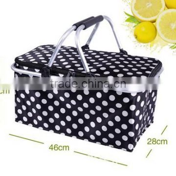 Foldable Insulated Cooler Bag Aluminum Framed Picnic Basket