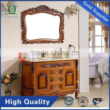 Top1 European style Glass Solid Stainless Handles Classsic Modern Mirror Bathroom Vanity Cabinet