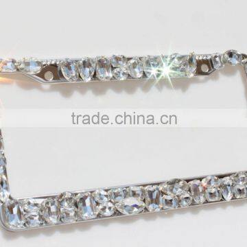 Luxury Diamond Rhinestone License Plate Frames Custom Clear Crystal License Plate Frame photo-2