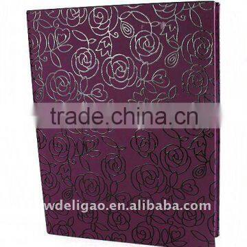Flowers Flocking Cloth Wrapping Ring Binder Desktop File Folder for Office Stationery Cardboard A4 or FC Size
