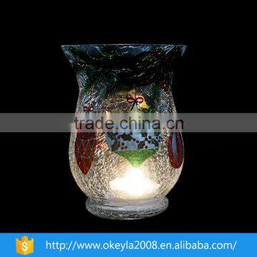 wholesale stained Cracked glass vases with led for home decor